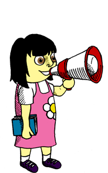 Illustration of a girl with a foghorn