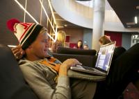 Student using laptop