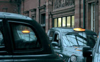 Taxis outside the train station