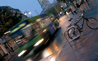 Bus leaving Nottingham's Old Market Square