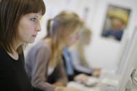 NTU student on computer