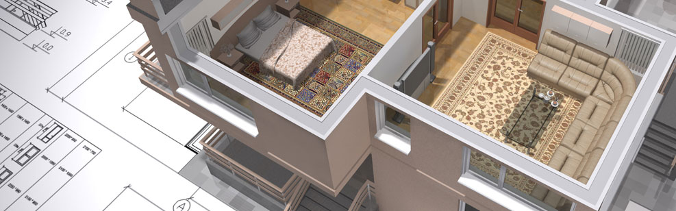 Computer model of rooms in a house
