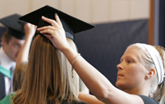 Students preparing for Graduation