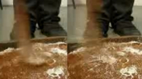 Craters being simulated in flour