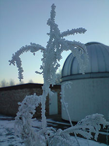 Outside the Trent Astronomical Observatory after snowfall
