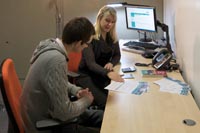 Student chatting to a counsellor