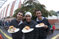 Students with burgers