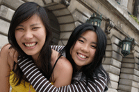 Two international students in Market Square